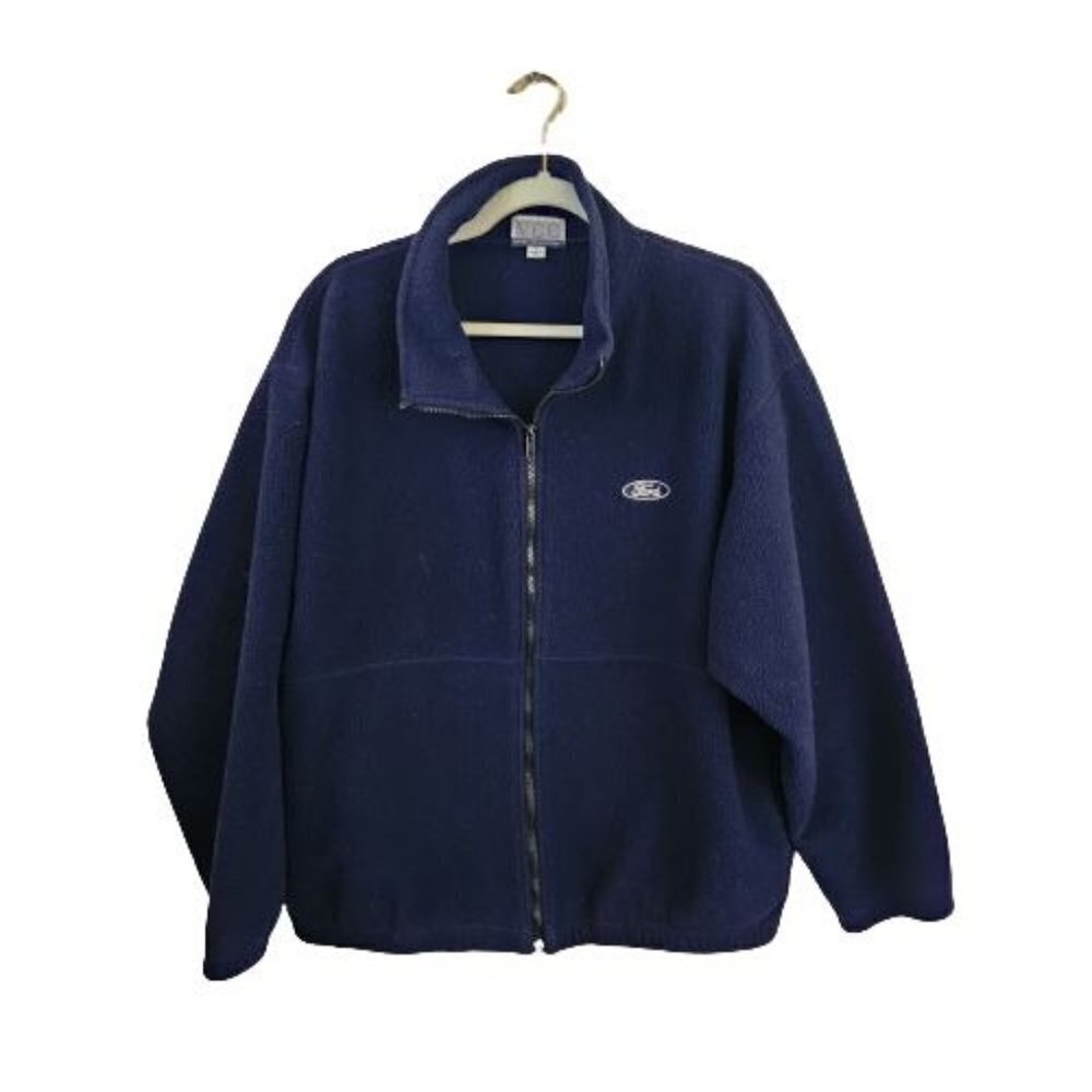 Vintage Vantage Club Collection Ford Logo Fleece Full Zip Jacket Size L